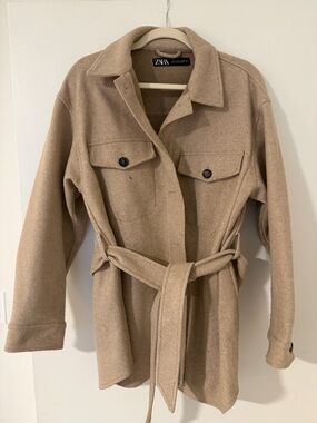 Zara Camel Belted Utility Jacket